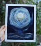Full moon rising over the sea - Needlefelt wool painting - Image 2