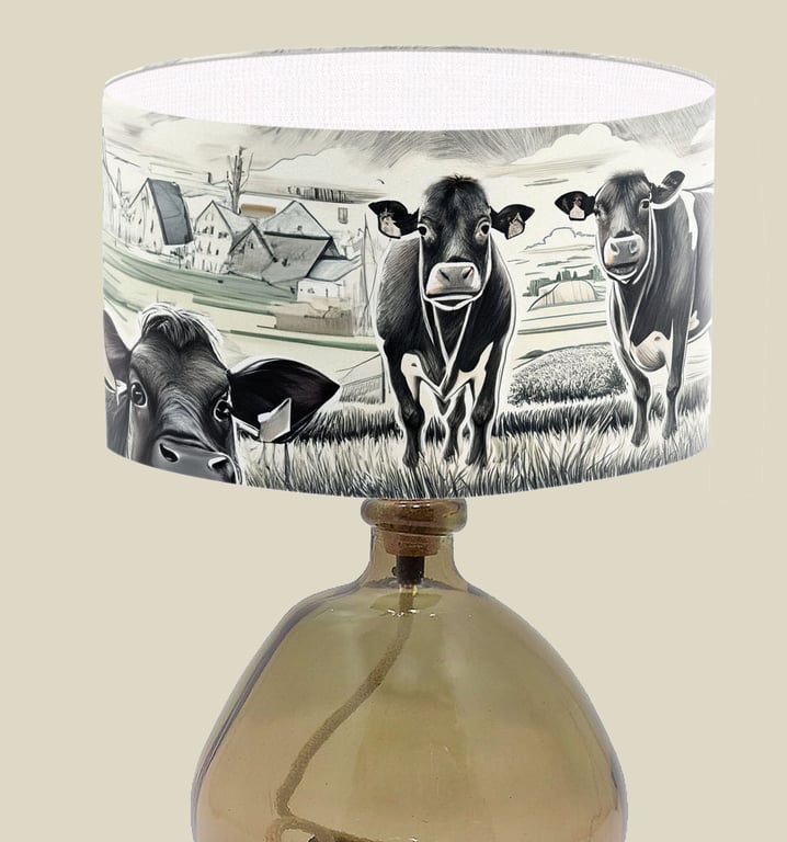 Cow Design Lampshade Art Lampshade - Trendy Lampshade - Funky Cow Art Lampshade