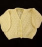 Hand knitted baby cardigan to fit 22 inch chest - lemon - V neck - knitted baby  - Image 1
