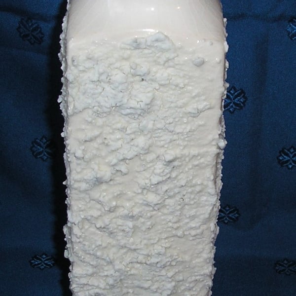 POTTERY DECORATIVE SQUARE VASE WITH TEXTURED CRUMBLE GLAZE 11 INS H X 3 INS WIDE