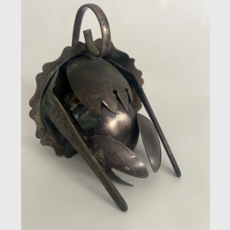 Hermit crab scrap cutlery sculpture (A)