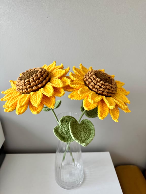 2 Handmade crochet sunflower ,home decor,gift 