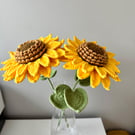 2 Handmade crochet sunflower ,home decor,gift 