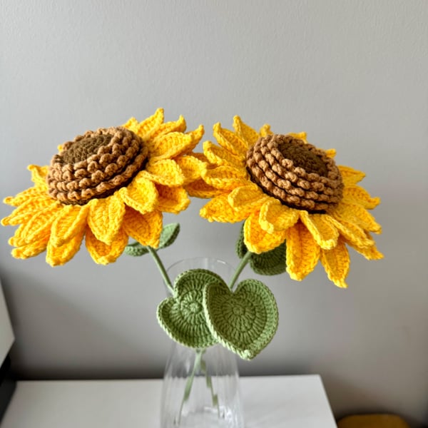 2 Handmade crochet sunflower ,home decor,gift 