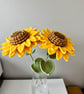 2 Handmade crochet sunflower ,home decor,gift 