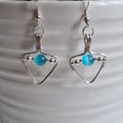 925 Silver & Blue Glass Cats Eye Earrings Earings Gift Jewellery Jewelry