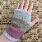 Soft lilac grey angora wool mix Wrist Warmers Upcycled from recycled knitwear 
