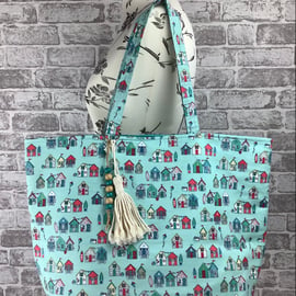 Beach huts Beach bag, Tote, Handmade