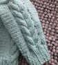 16" Babies Mint Cable Round  Neck Cardigan - Image 4