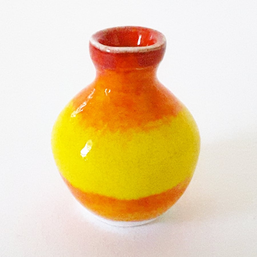 Sold Miniature Ceramic Vase in Yellow and Orange