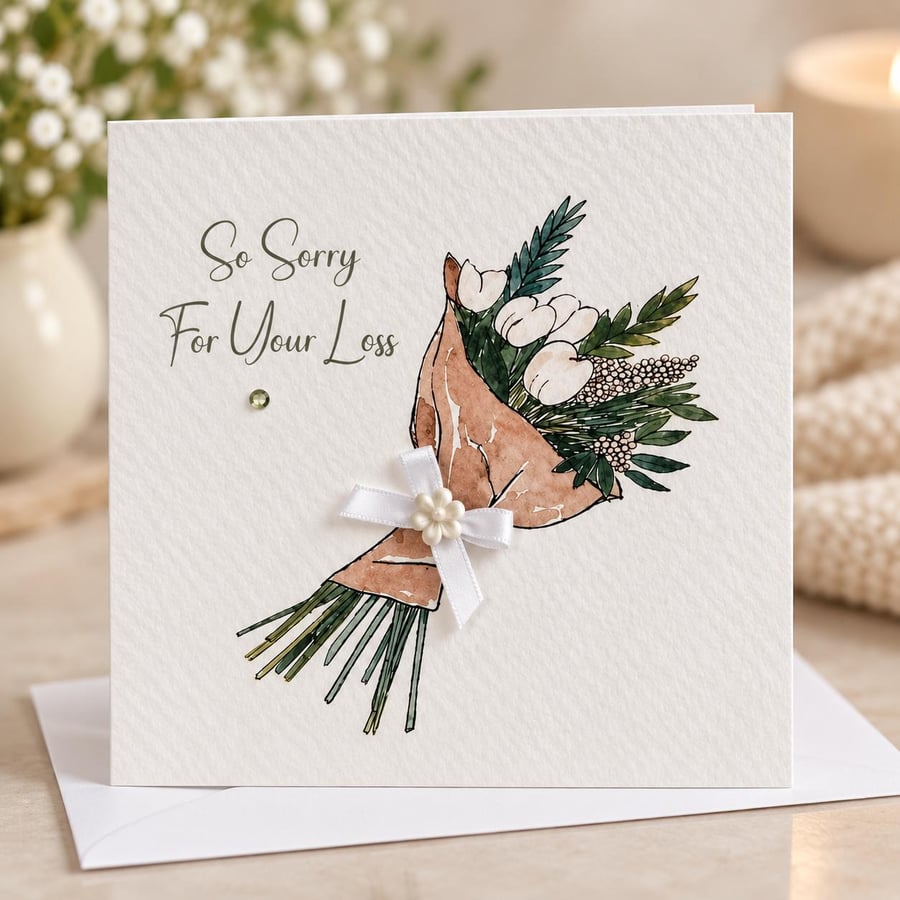 Handmade Sympathy Card - So Sorry for Your Loss