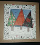 Quirky art set of 5 beautiful handmade Christmas tree blank cards and envelopes - Image 2