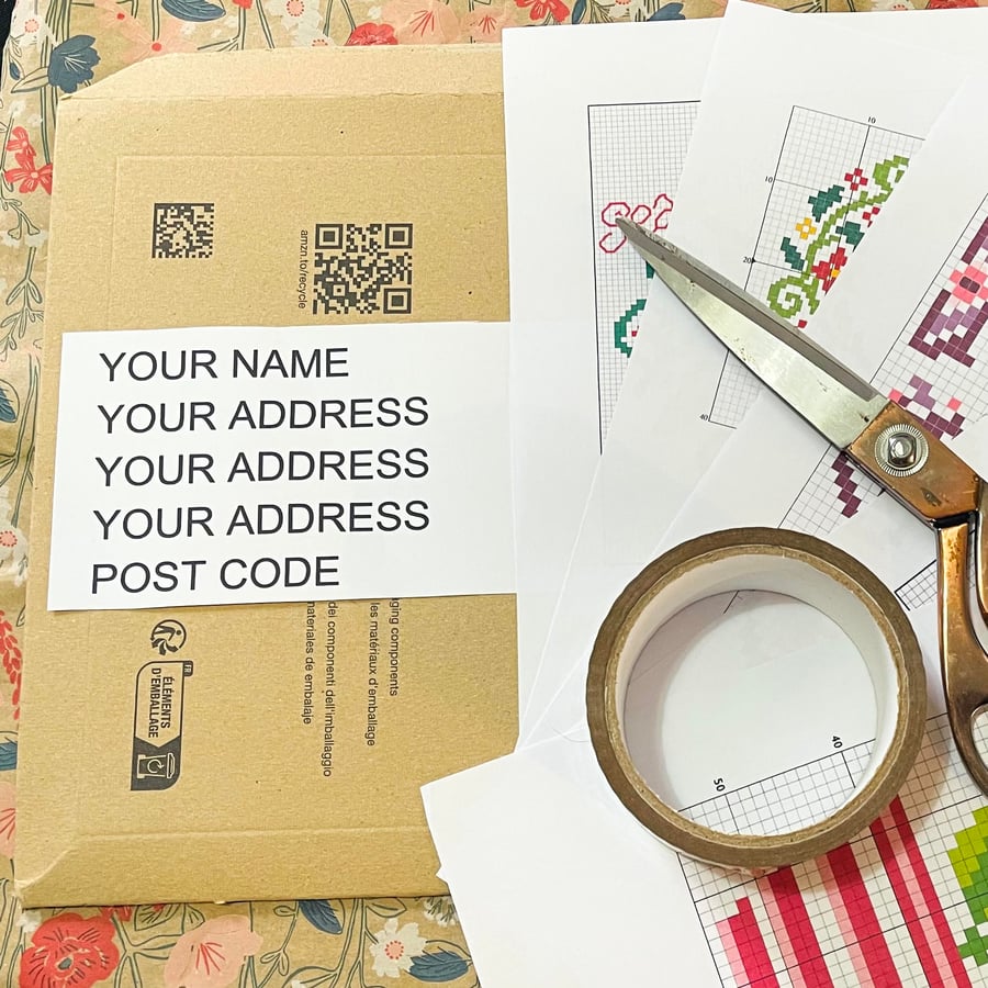 Image of Hard Copy Paper Print Out PDF Pattern, Packaging, Postage for Cross Stitch Chart