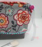 Bright floral makeup bag,  boxed grey denim bottom with sequins - Image 8