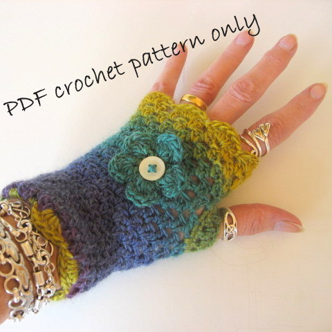 Crochet pattern for fingerless gloves. Double knitting yarn