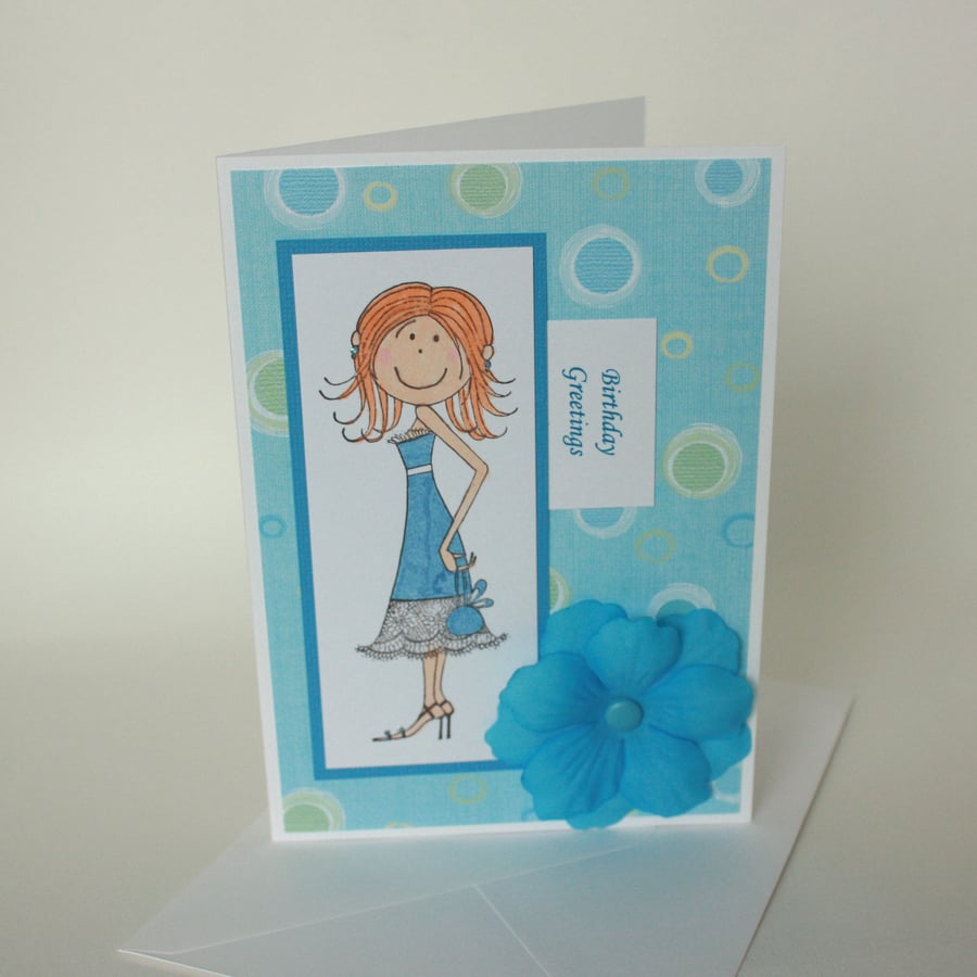 Pretty girl birthday card