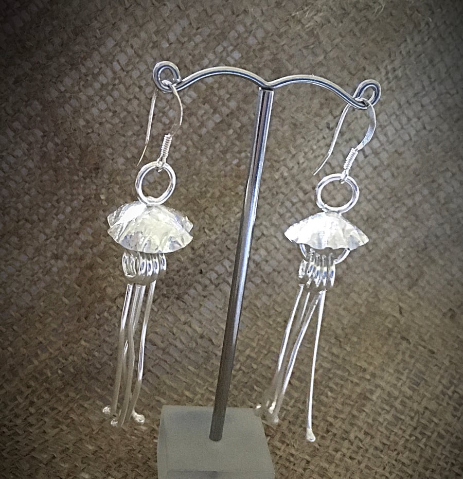 Solid Silver Jellyfish design earrings