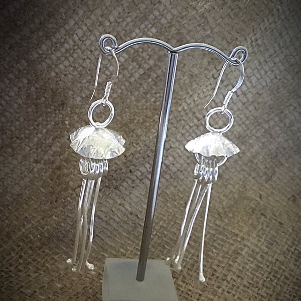 Solid Silver Jellyfish design earrings
