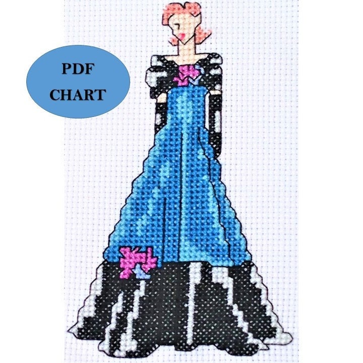 1940s era fashion lady small cross stitch digital download chart