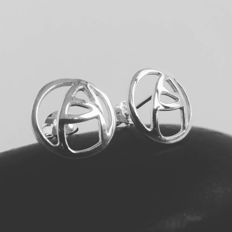 Recycled Sterling Silver Rose Deco Stud Earrings