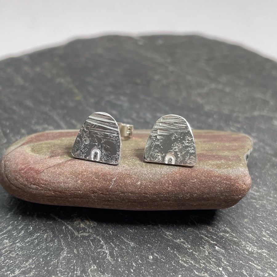 Sterling silver Bee Skep stud earrings 
