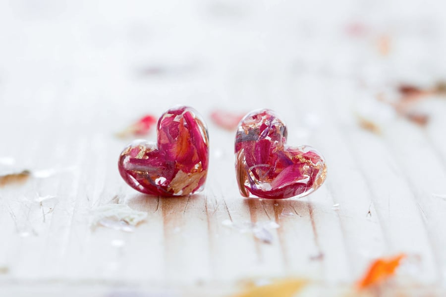Flower Earrings Wildflower and Roses Sterling Silver Botanical Jewellery Pressed