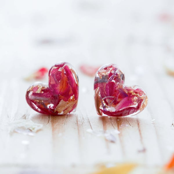 Flower Earrings Wildflower and Roses Sterling Silver Botanical Jewellery Pressed