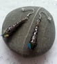 Gunmetal Filigree Cone Earrings - Rainbow Crystal Dangle Earrings