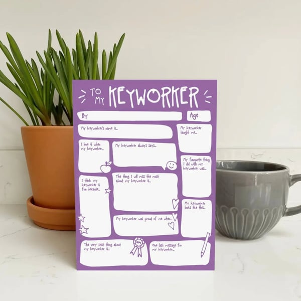 Thank You Keyworker Card - Fill In The Blanks Questions Card