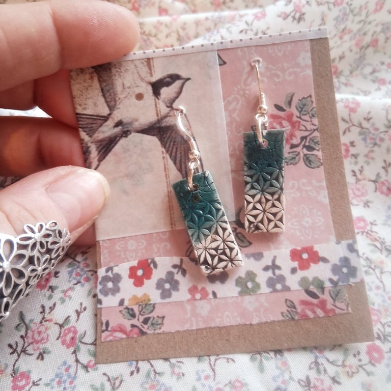 ceramic earrings handmade- reduced- sterling silver fittings no c10