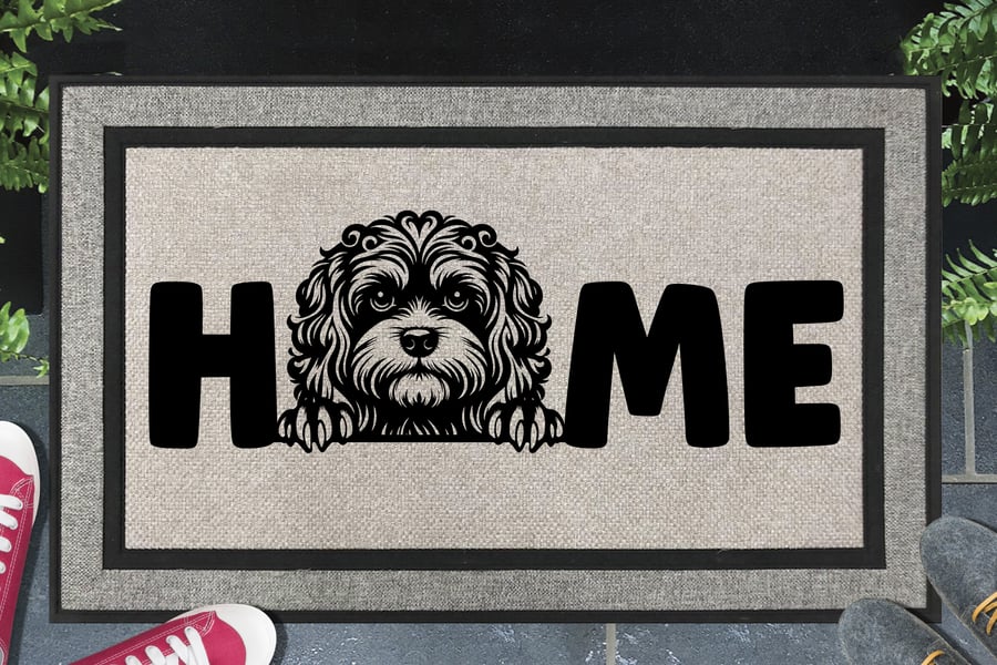 Cavapoo Home Door Mat - Cavoodle Welcome Mat - All Weather Doormat - 45x70cm 