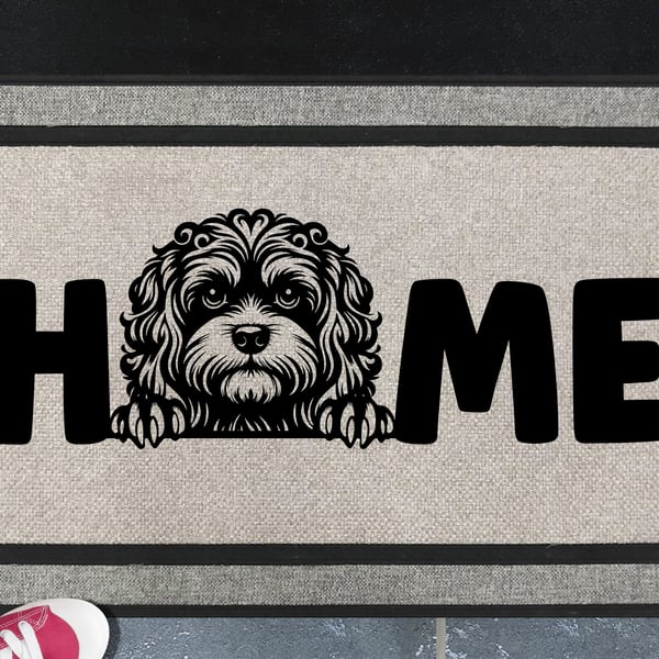 Cavapoo Home Door Mat - Cavoodle Welcome Mat - All Weather Doormat - 45x70cm 