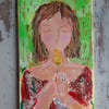 Small acrylic mixed media painting 'Chin Up Buttercup '