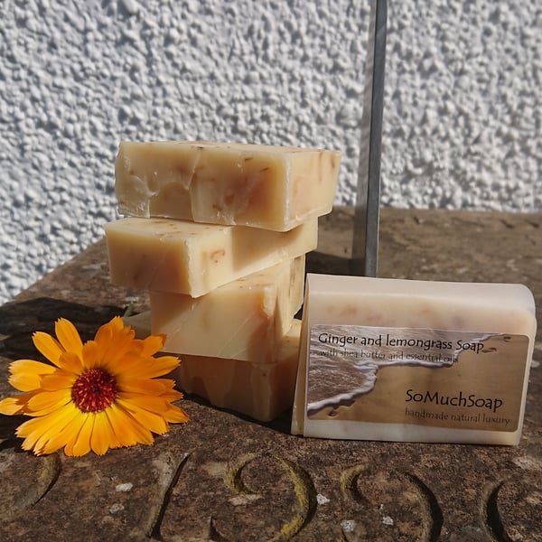 Ginger and Lemongrass soap, warm citrus,  luxurious, handmade, natural.