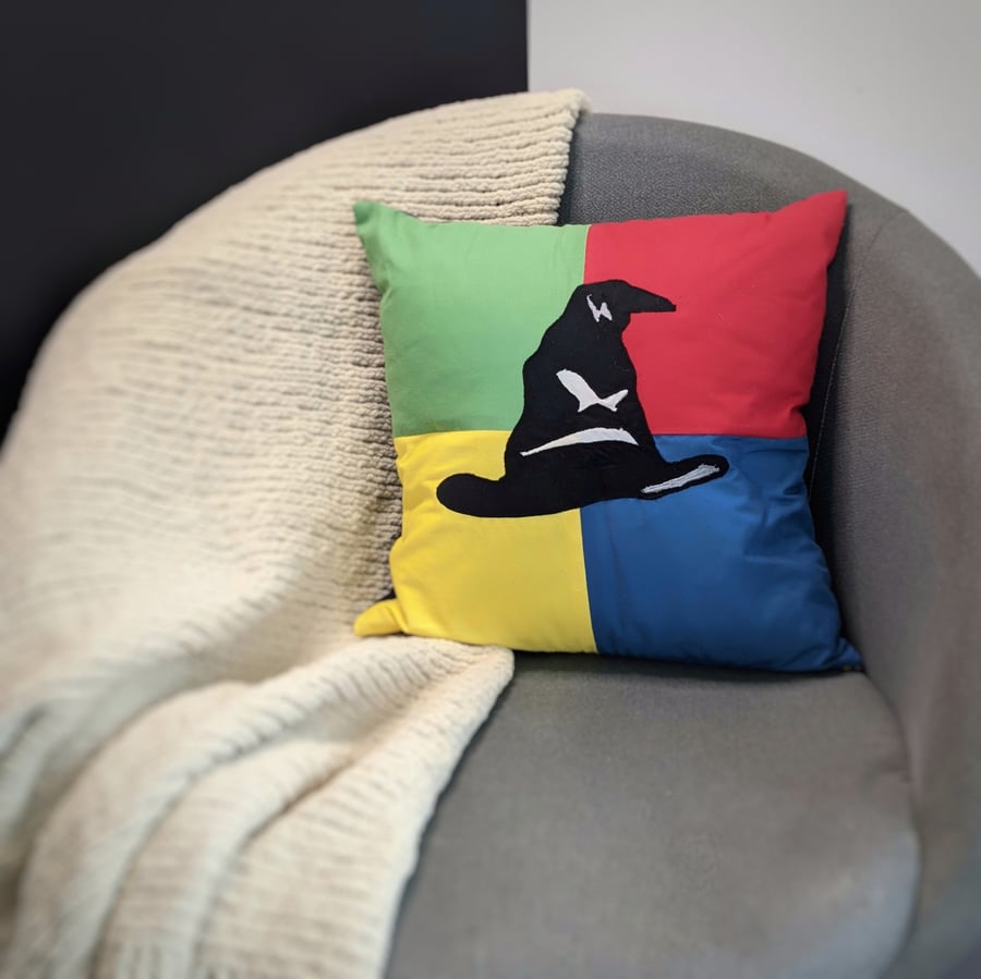 Sorting Hat Inspired Appliqué Cushion