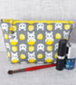 Make up bag, zipped pouch, cats, lemons - Image 3