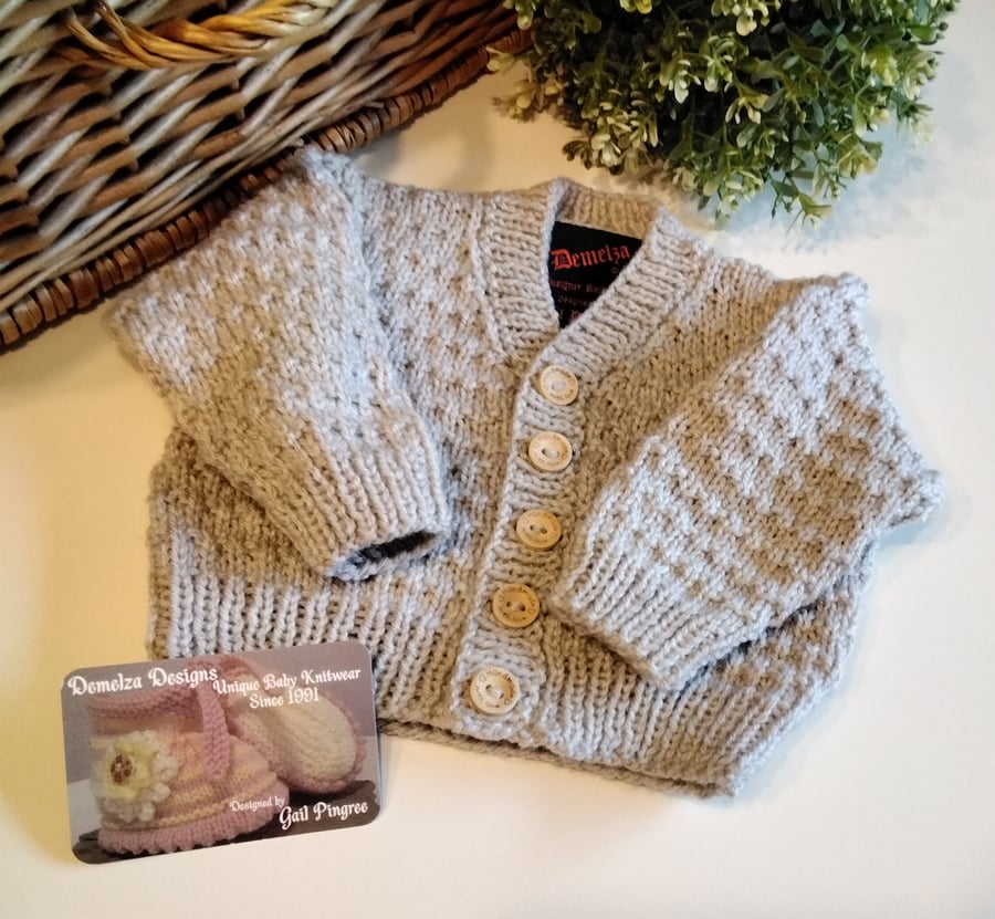 Fawn Hand Knitted Baby Cardigan 0-6 months size