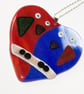 Red and Blue Fused Glass Lovebirds - 6190 - Image 2