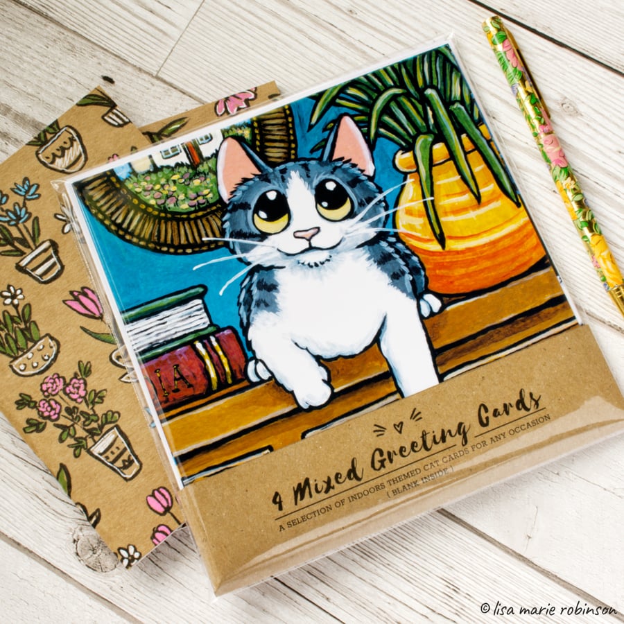House Cats - Greeting Cards - Pack of 4