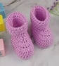Lilac Crochet Baby Booties - Handmade Newborn Shoes 0-3 Months - Image 1