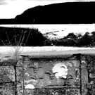 Pentewan Print, Black and White picture of Old Harbour Wall Pentewan Cornwall