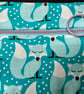 Small funky zipped pouch with charming foxes on light turquoise - Image 3