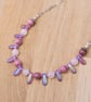 Pink rose quartz and rhodonite gemstone and spear necklace - Image 2