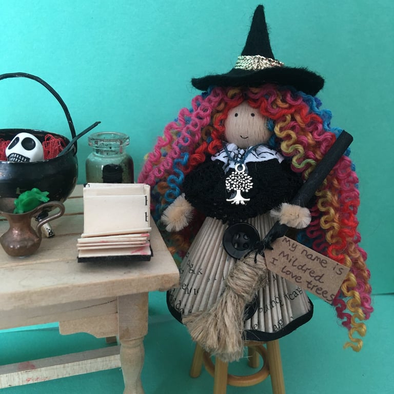 Rainbow Halloween Witch Doll Decoration 