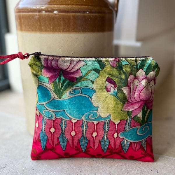 Torcello velvet and dark denim zip pouch