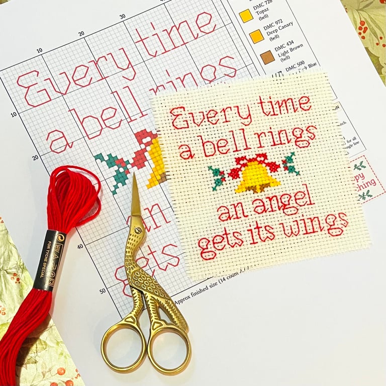 Every time a bell rings, an angel gets its wings: Cross Stitch Pattern PDF