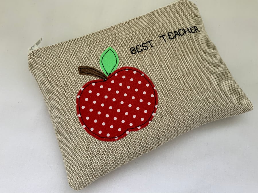 Personalised Appliqué Zipped Purse, Pouch, Cosmetic Bag, Teachers Gift