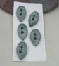 5 Small Leaf Shaped Sage Green Ceramic Buttons - Image 3