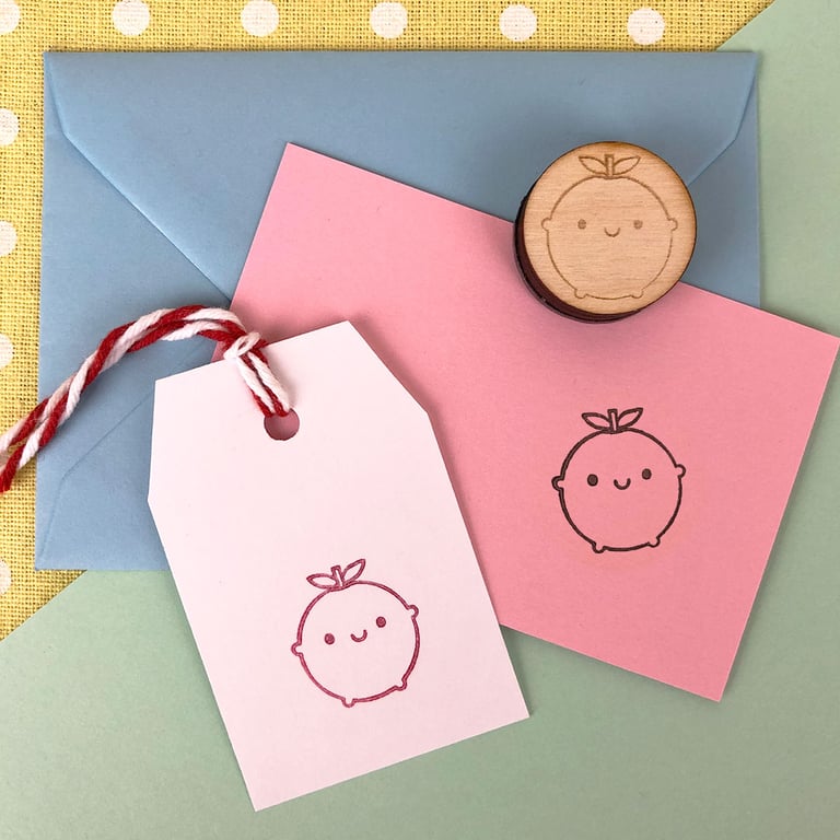 Kawaii Polymer Stamp - Happy Apple