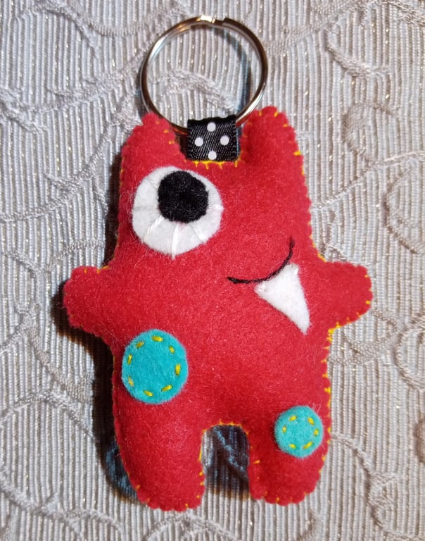Red Felt Baby Monster Keyring